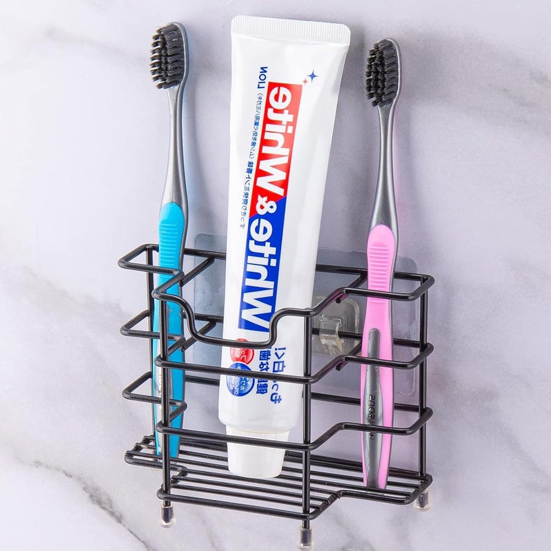 Wbbog Stainless Steel Toothbrush and Toothpaste Holder for Bathroom - 3-Slot Organizer with Modern Black Design, Space-Saving and Hygienic Bathroom Storage for Countertop or Shower (Medium) - Image 2